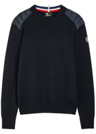 Moncler Grenoble Padded-shoulder Shell and Wool-blend Jumper Navy