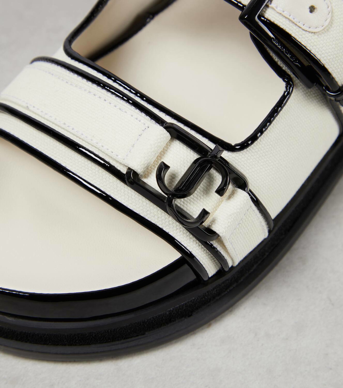 Jimmy Choo Elyn leather-trimmed linen sandals Jimmy Choo