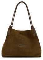 Etro Libra Medium Leather and Suede Tote - Khaki - One Size