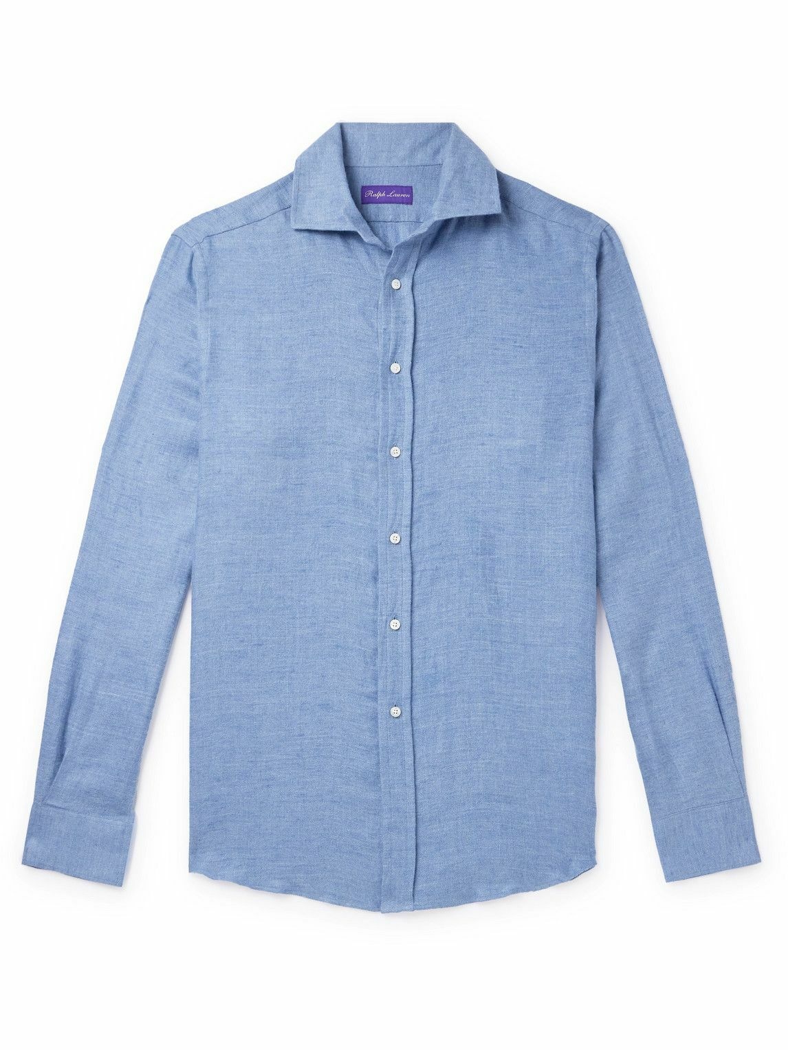 Photo: Ralph Lauren Purple label - Cutaway-Collar Brushed Linen Shirt - Blue