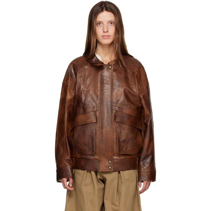 Photo: R2W Brown Billy Lambskin Leather Jacket