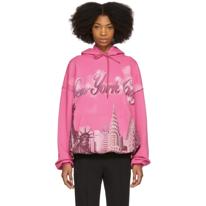 Balenciaga embroidered logo hoodie pink  MODES