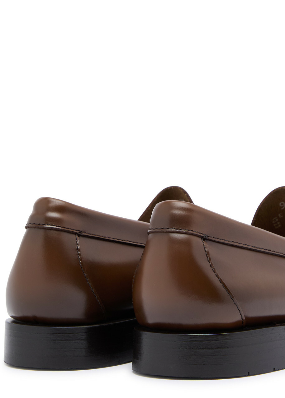 G.H Bass & CO Weejuns Lincoln Moc Glossed Leather Loafers Brown