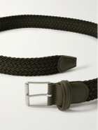 Anderson's - 3.5cm Leather-Trimmed Woven Belt - Green
