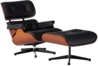 Vitra Black Lounge Chair & Ottoman Miniature