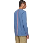 Thom Browne Blue RWB Stripe Relaxed Fit Long Sleeve T-Shirt