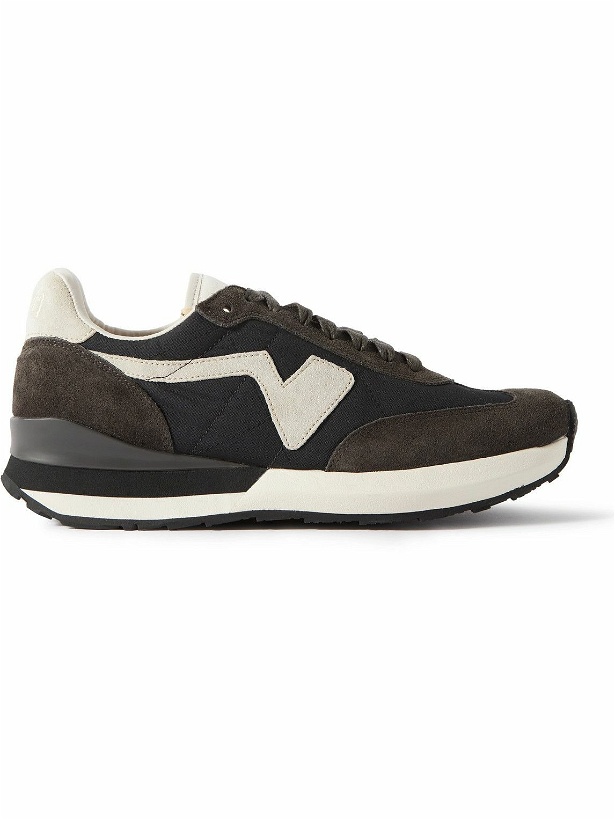 Photo: Visvim - FKT Runner Suede and Leather-Trimmed Nylon-Blend Sneakers - Black