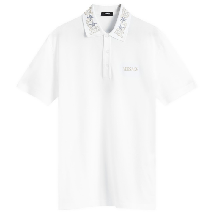 Photo: Versace Men's Embroidered Polo Shirt in White