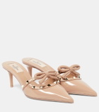Valentino Garavani Rockstud bow-detail patent leather mules
