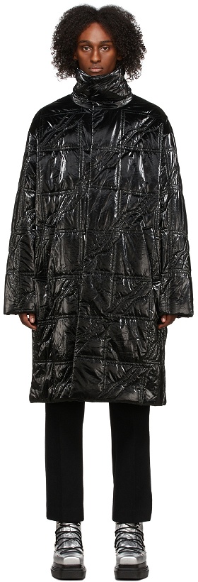 Photo: We11done Black Square Logo Quilted Long Coat
