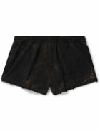 Balenciaga - Straight-Leg Distressed Bleached Cotton-Jersey Shorts - Black