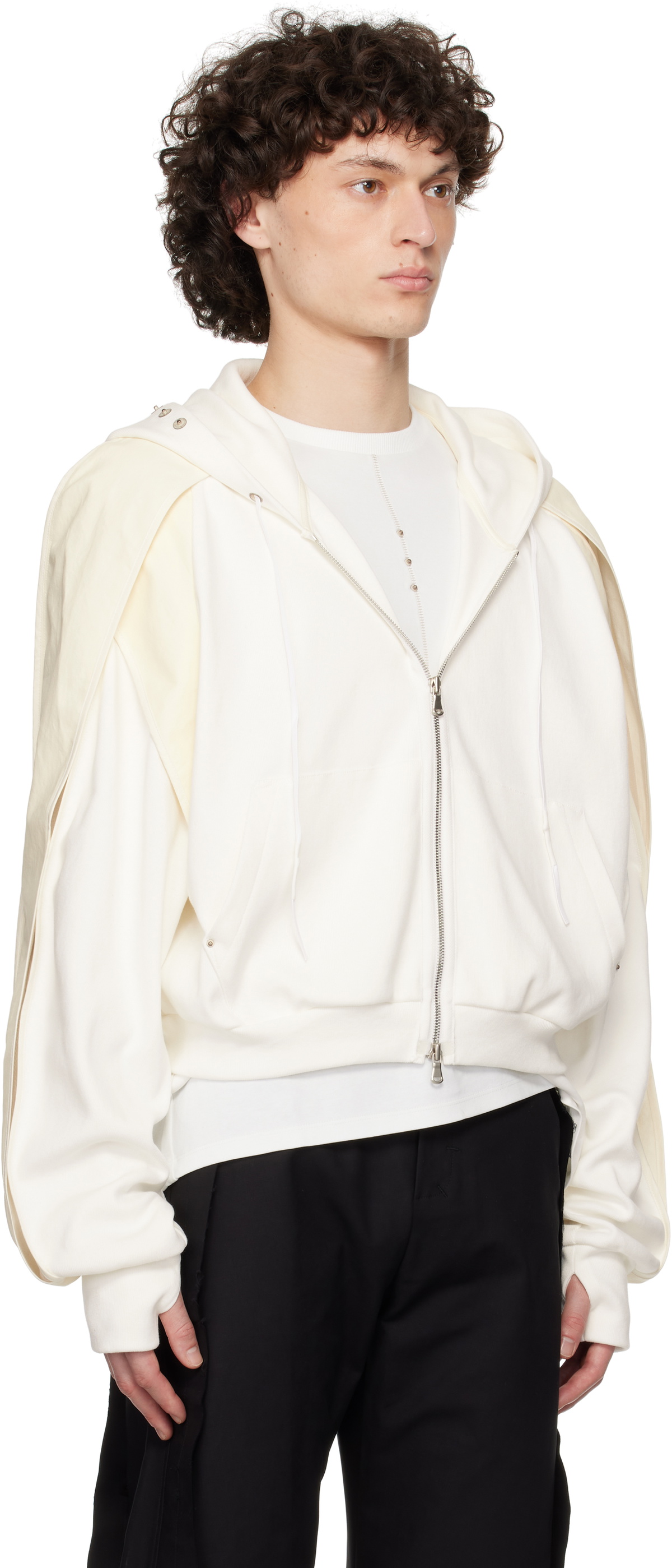 CARNET-ARCHIVE White Horseshoe Crab Zip-Up Hoodie