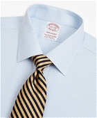 Brooks Brothers Men's Stretch Madison Relaxed-Fit Dress Shirt, Non-Iron Twill Ainsley Collar Micro-Check | Light Blue