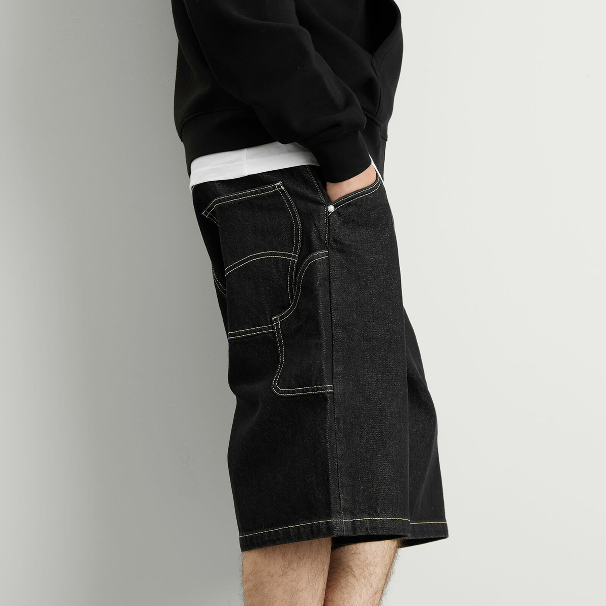 Dime Men's Classic Denim Shorts in Black Washed
