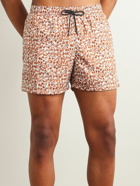 Canali - Straight-Leg Mid-Length Printed Swim Shorts - Orange