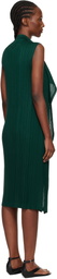 PLEATS PLEASE ISSEY MIYAKE Green Ramie Pleats Maxi Dress