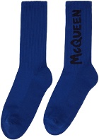 Alexander McQueen Blue Graffiti Socks