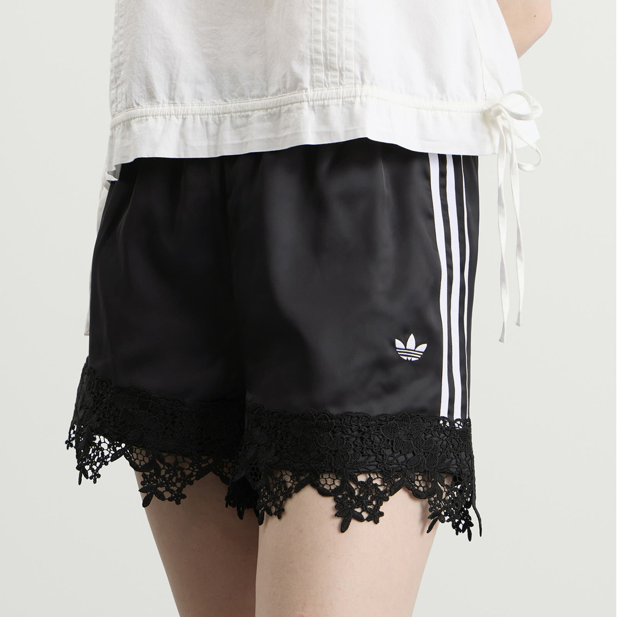 Adidas Women's Firebird Satin Lace Track Short in Black