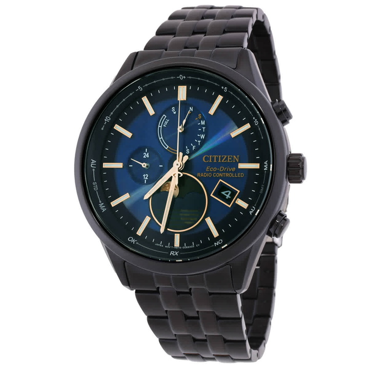 Photo: Citizen Eco-Drive Radio-Controlled Moon Phase Blue Dial Mens Watch BY1035-56L