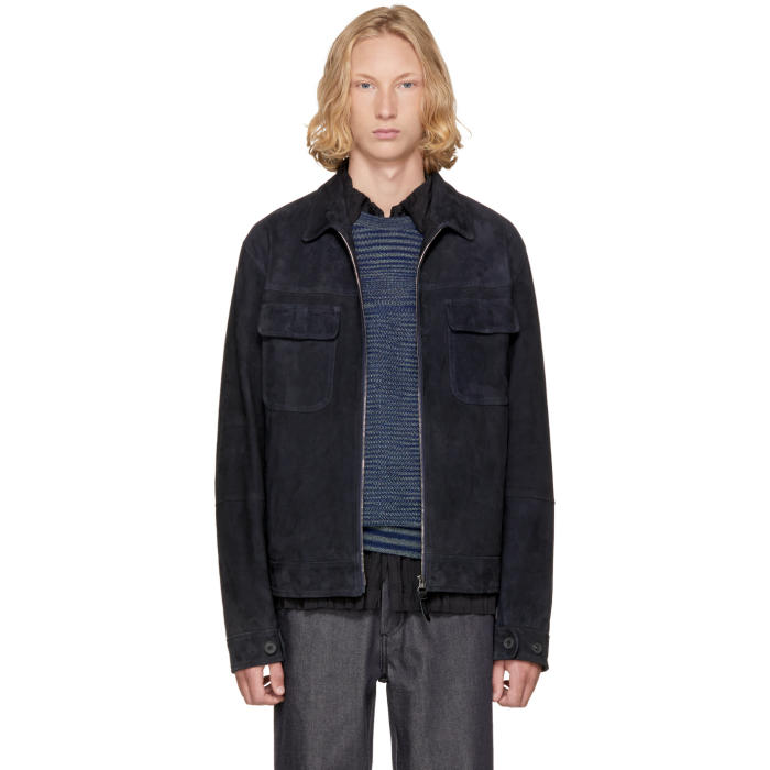 Missoni Navy Suede and Wool Jacket Missoni