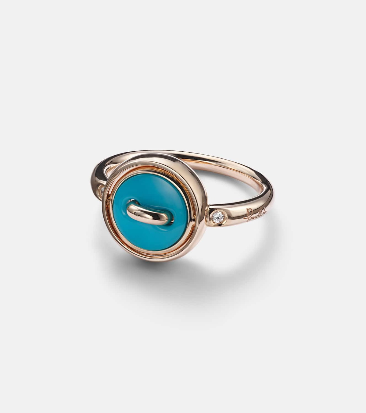 Pomellato Pom Pom Dot 18k rose gold ring with turquoise and diamonds