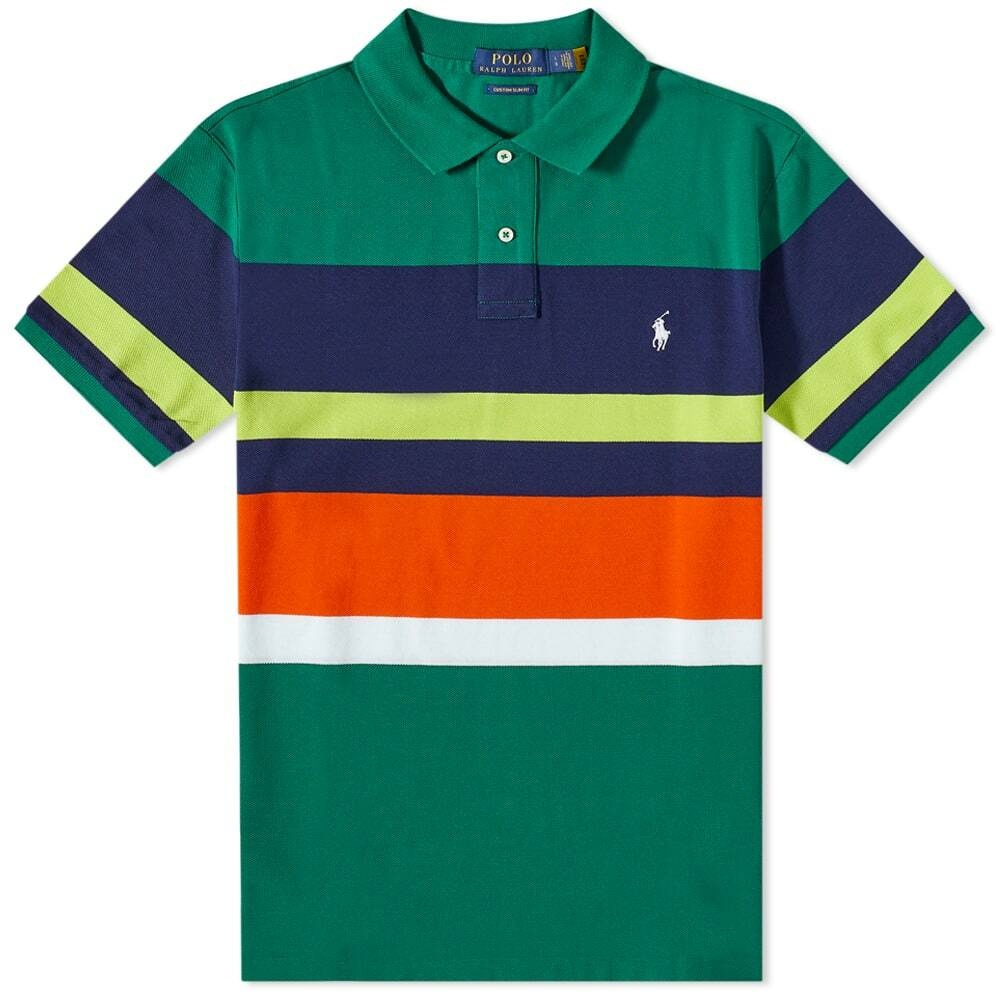 Photo: Polo Ralph Lauren Men's Multi Striped Polo Shirt in Primary Green Multi