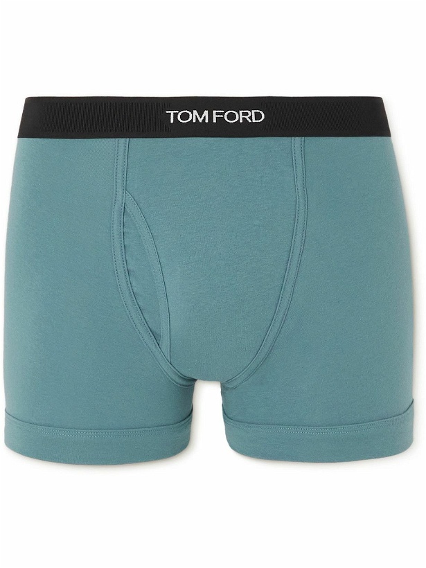Photo: TOM FORD - Stretch Cotton Boxer Briefs - Green