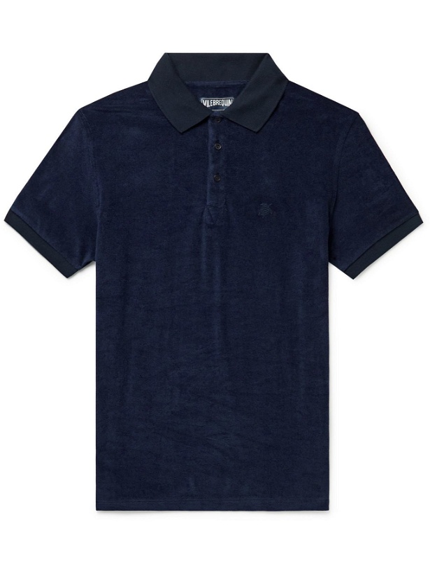 Photo: Vilebrequin - Pacific Logo-Embroidered Cotton-Blend Terry Polo Shirt - Blue