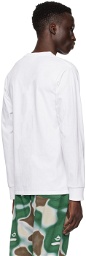 BAPE White Liquid Camo College Long Sleeve T-Shirt