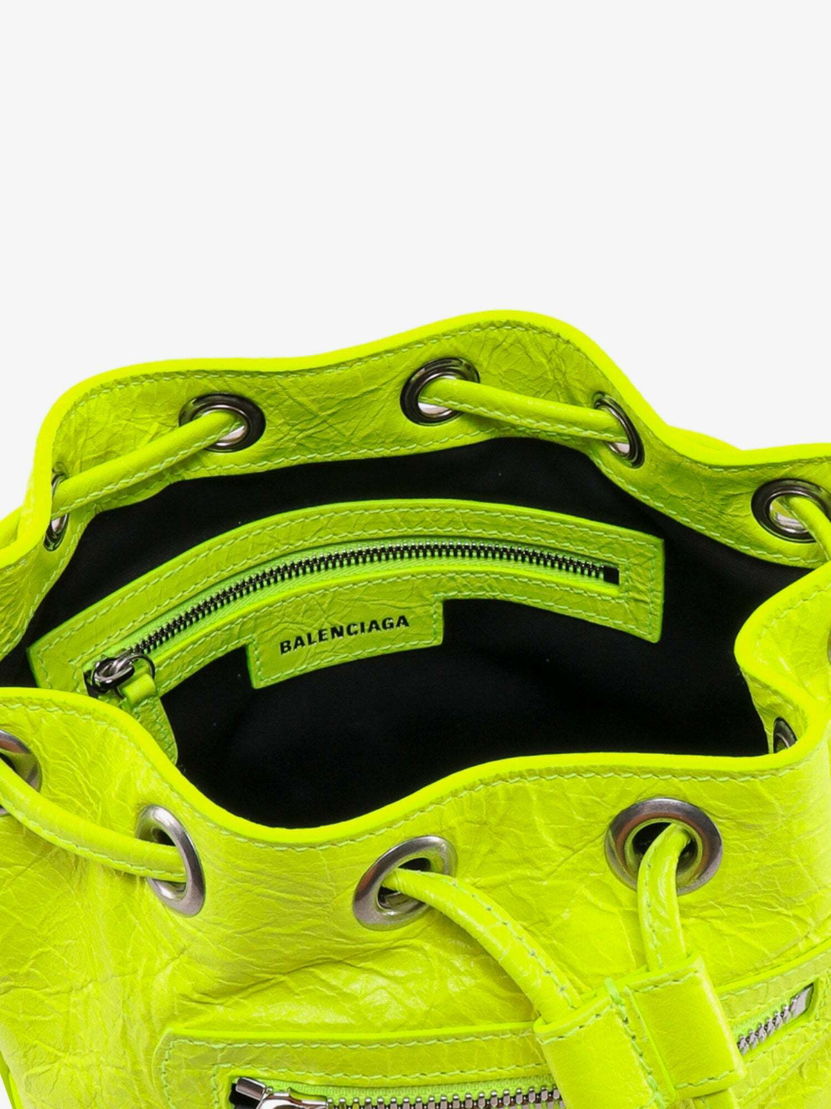 ショルダーバッグ・ポシェット BALENCIAGA Fluo yellow leather Le Cagole XS bucket bag Balenciaga Fluo Yellow Leather Le Cagole Xs Bucket Bag