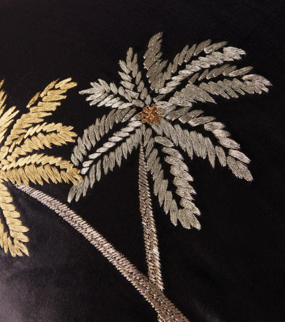 Les-Ottomans Palms embroidered velvet cushion
