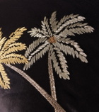 Les-Ottomans Palms embroidered velvet cushion