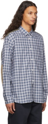 Junya Watanabe Blue Stripe Check Twill Button-Down Shirt