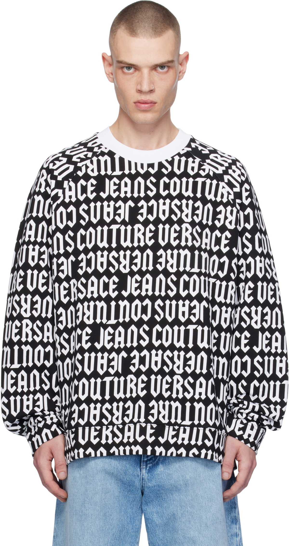 Versace Jeans Couture Black & White Logomania Sweatshirt