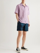 True Tribe - Camp-Collar Crinkled Organic Cotton-Blend Voile Shirt - Purple