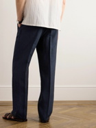 Brioni - Asolo Straight-Leg Linen Drawstring Trousers - Blue