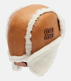 Miu Miu Shearling-trimmed leather hat