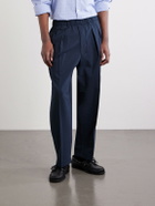 Beams Plus - Straight-Leg Pleated Seersucker Suit Trousers - Blue