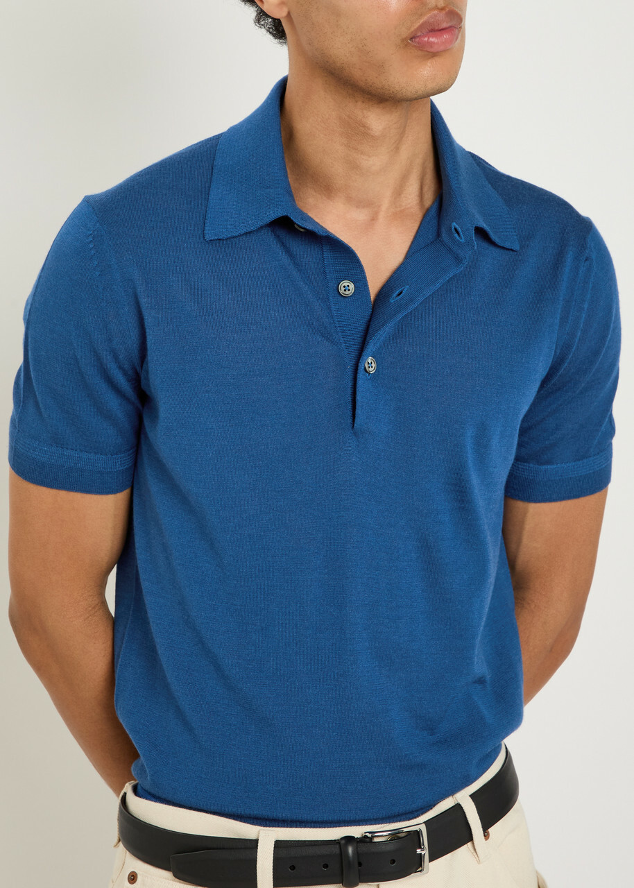 Tom Ford Gauge Cashmere and Silk-blend Polo Shirt Blue TOM FORD