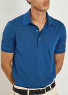 Tom Ford Gauge Cashmere and Silk-blend Polo Shirt Blue