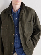 OrSlow - Corduroy-Trimmed Cotton-Drill Jacket - Green