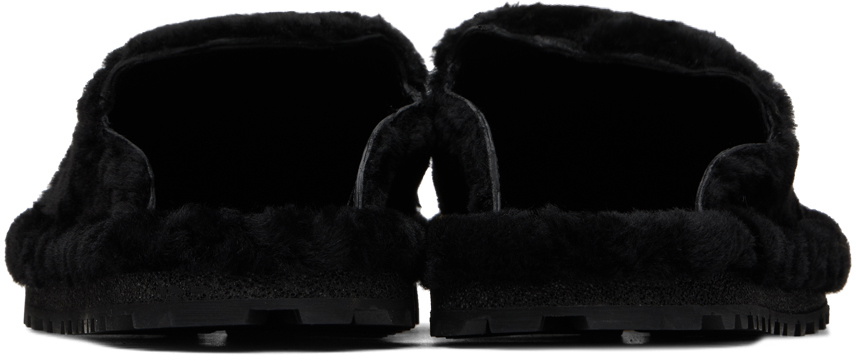 Dries Van Noten Black Shearling Slippers