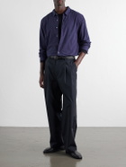 ssstein - Wide-Leg Cotton-Blend Pleated Satin Trousers - Black
