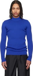 Jil Sander Blue Long Sleeve Mockneck Sweater