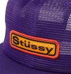 Stüssy - Logo-Appliquéd Mesh and Twill Baseball Cap - Purple