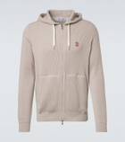 Brunello Cucinelli Logo ribbed-knit cotton zip-up hoodie