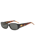 Casablanca Men's Oval Stripe Acetate Sunglasses in Black&Tortoise 