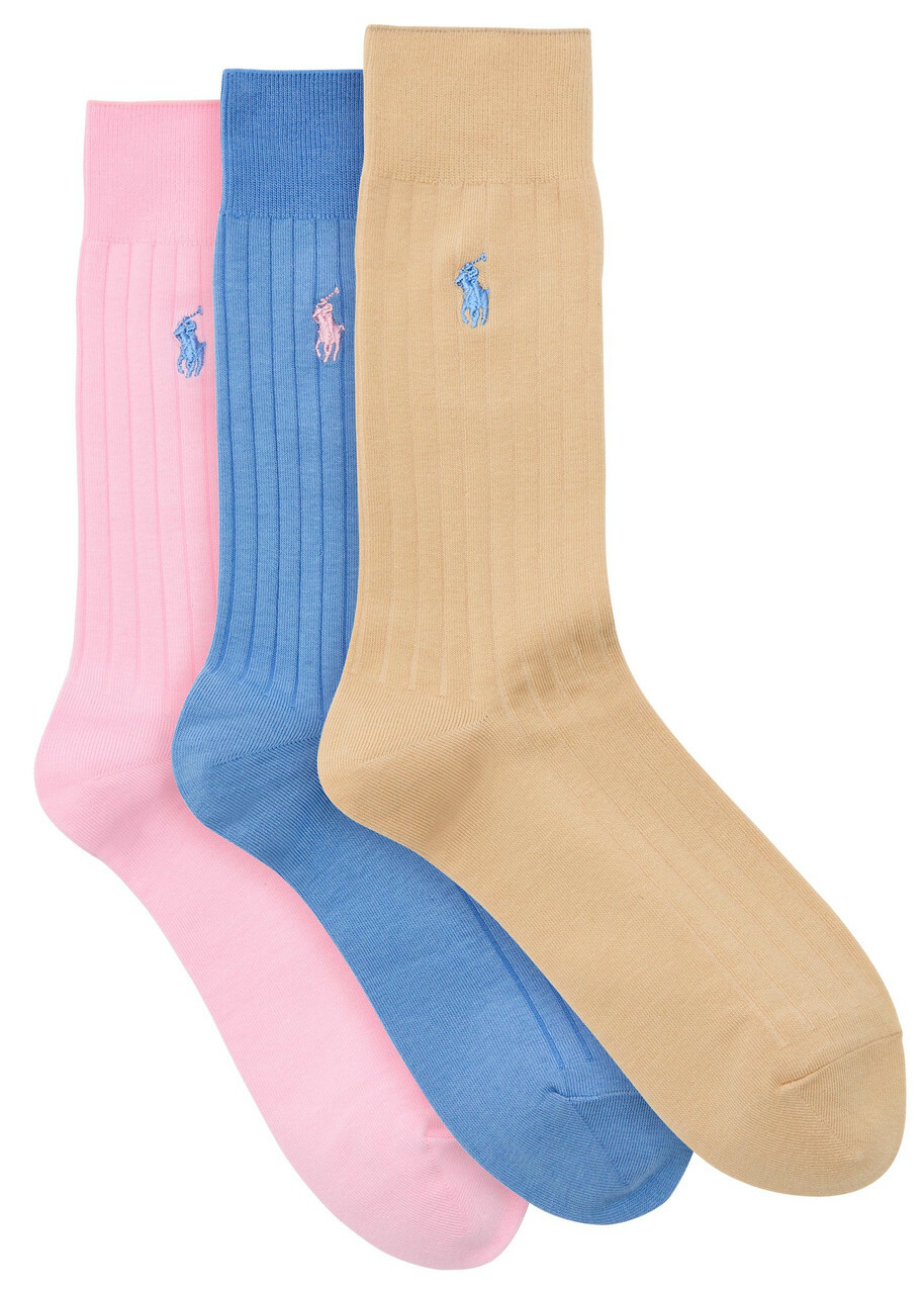 Polo Ralph Lauren Logo-embroidered Cotton-blend Socks set of Three Multicoloured