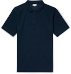 Sunspel - Slim-Fit Waffle-Knit Cotton Polo Shirt - Blue