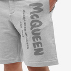 Alexander McQueen Men's Graffiti Logo Sweat Short in Pale Grey